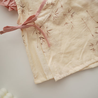Ruffled Overlap Chinese Two Pieces Set