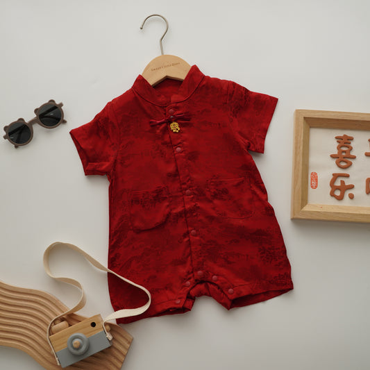 Chinese Style Boy Romper with Pendant