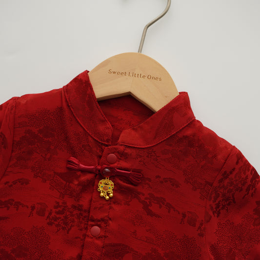 Chinese Style Boy Romper with Pendant