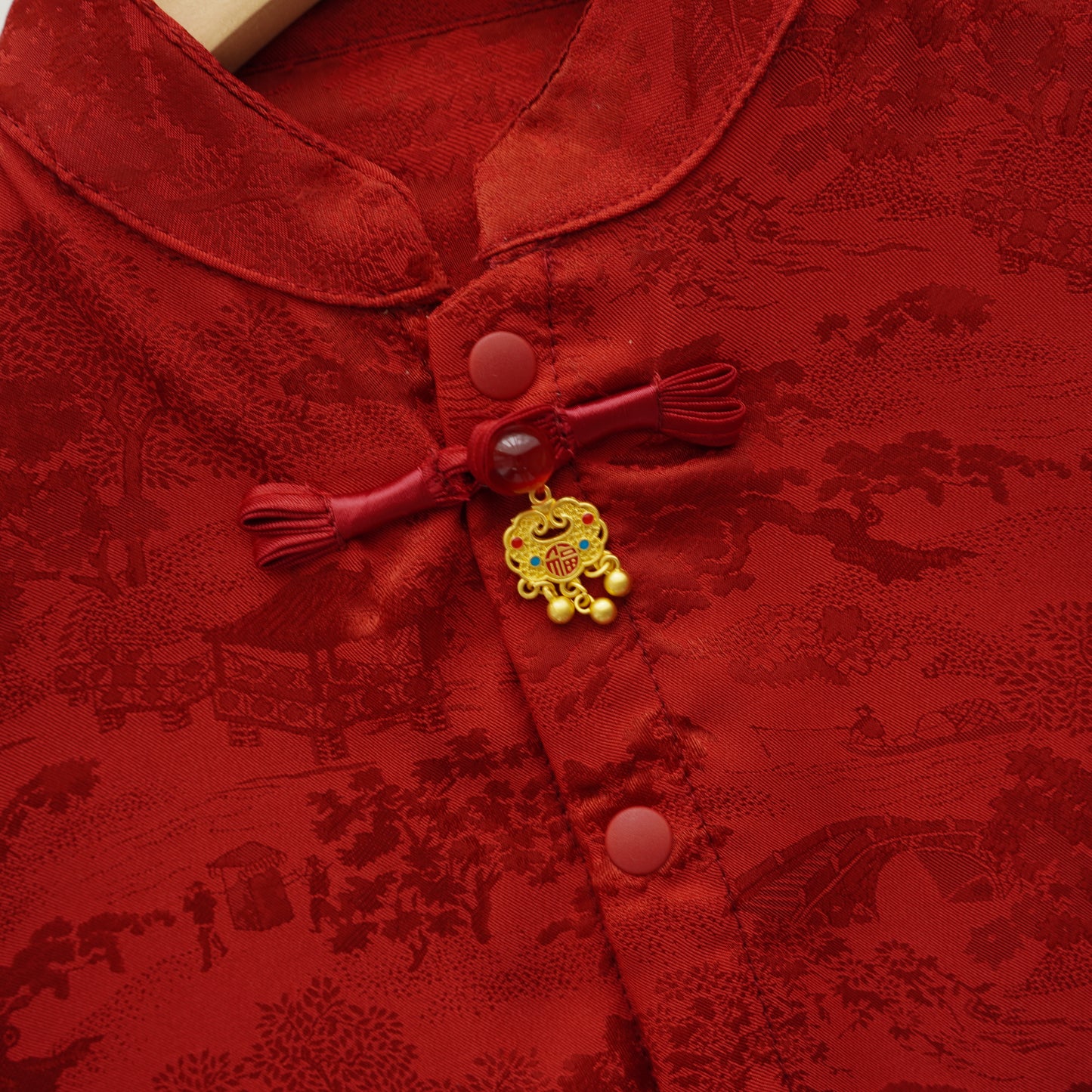 Chinese Style Boy Romper with Pendant