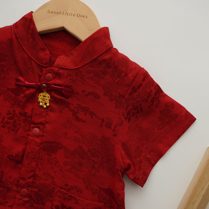 Chinese Style Boy Romper with Pendant