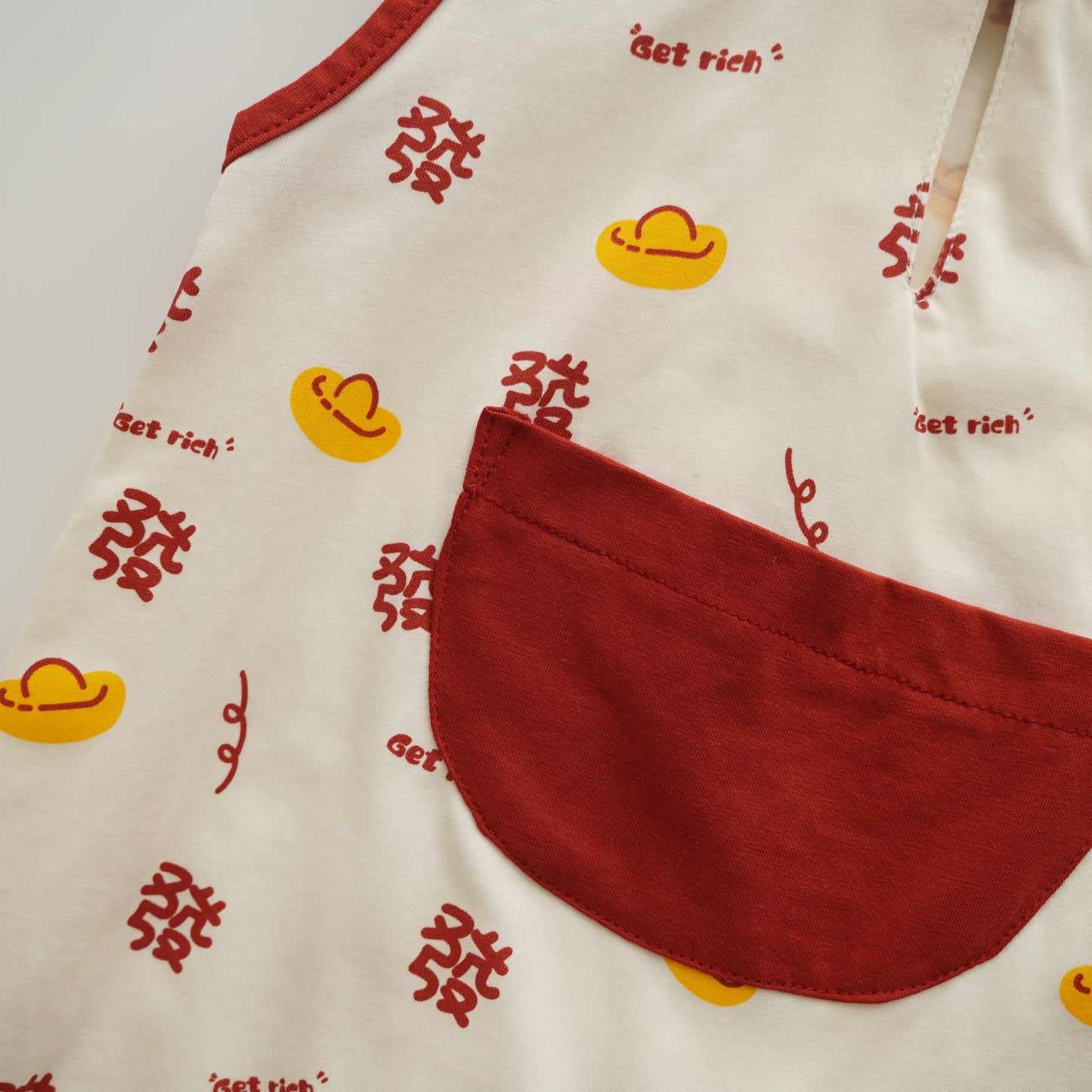 "Fa" Pocket Chinese Romper