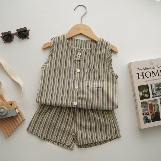 Buttoned Line Two Pieces Set