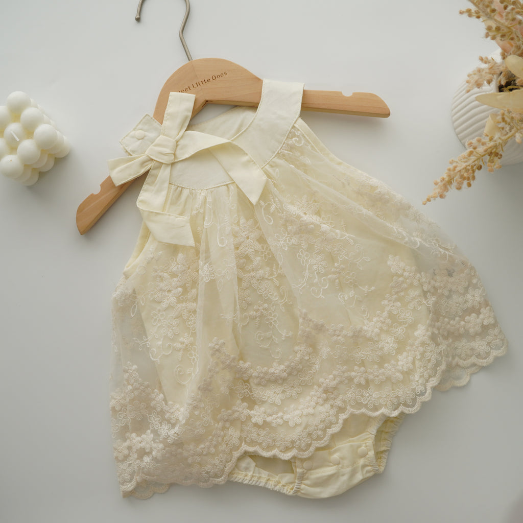 Lacey Halter Neck Ribbon Romper