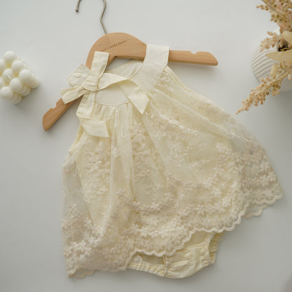 Lacey Halter Neck Ribbon Romper