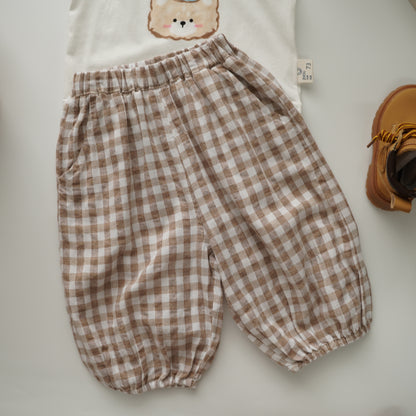 Birthday Bear Shirt with Checkered Pants Set