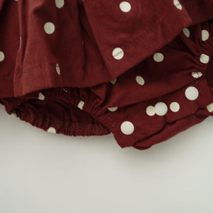Ribbon Polka Dot Top & Skirt Two Pieces Set
