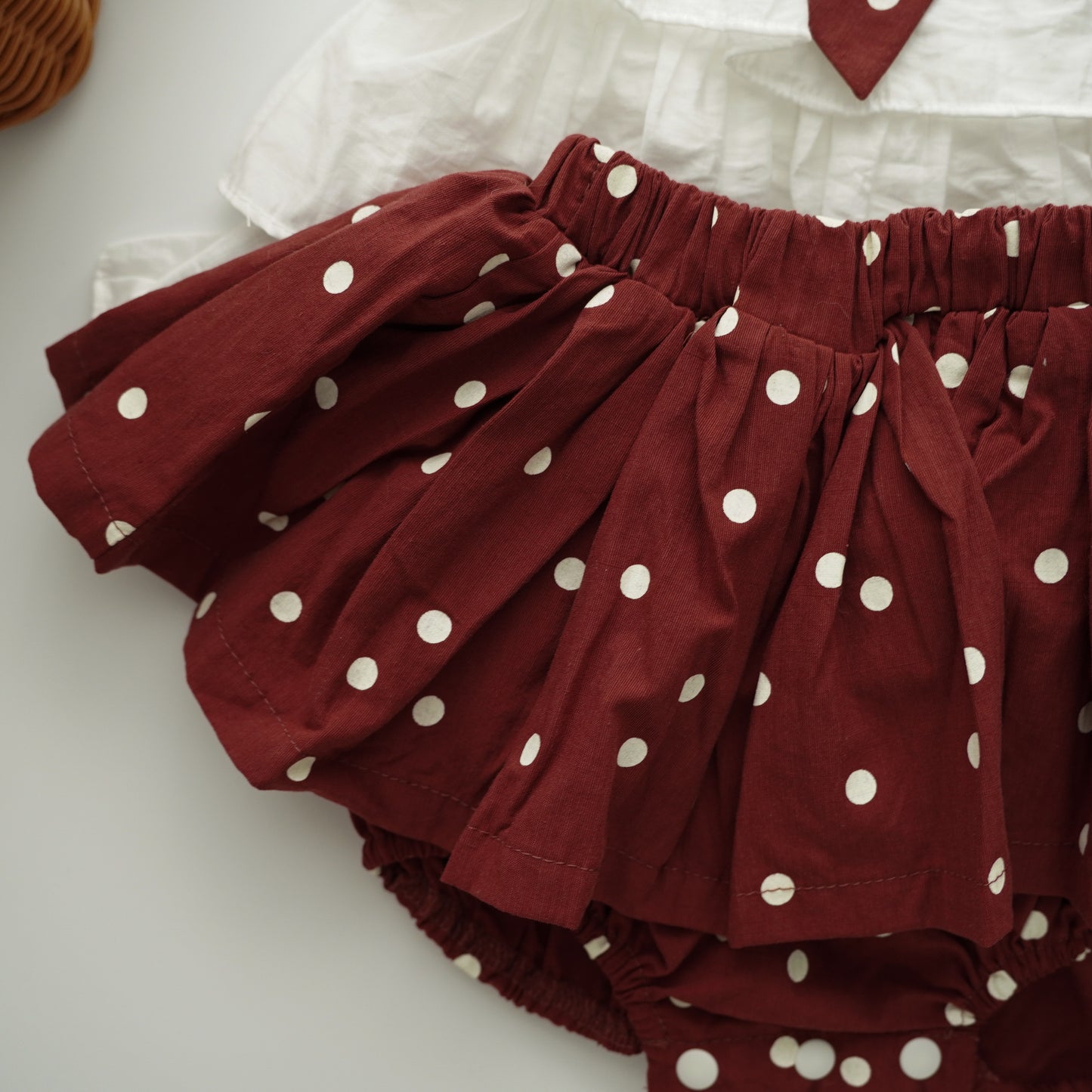 Ribbon Polka Dot Top & Skirt Two Pieces Set