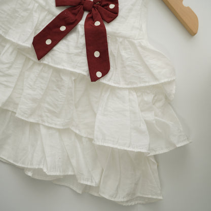 Ribbon Polka Dot Top & Skirt Two Pieces Set