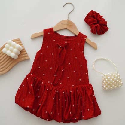 Sleeveless Red Dress with Hairband