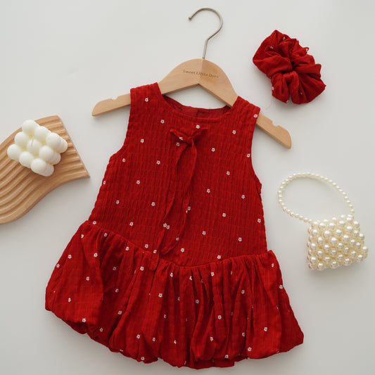 Sleeveless Red Dress with Hairband