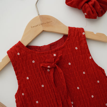 Sleeveless Red Dress with Hairband