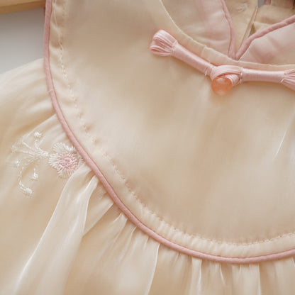 Silky Embroidery Chinese Romper