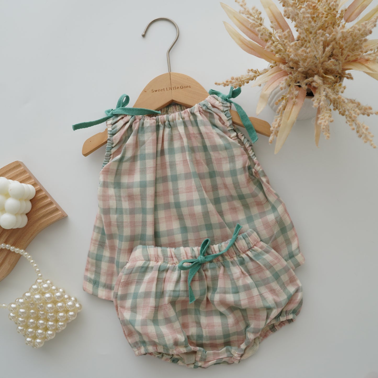 Checkered Cotton Two Pieces Set