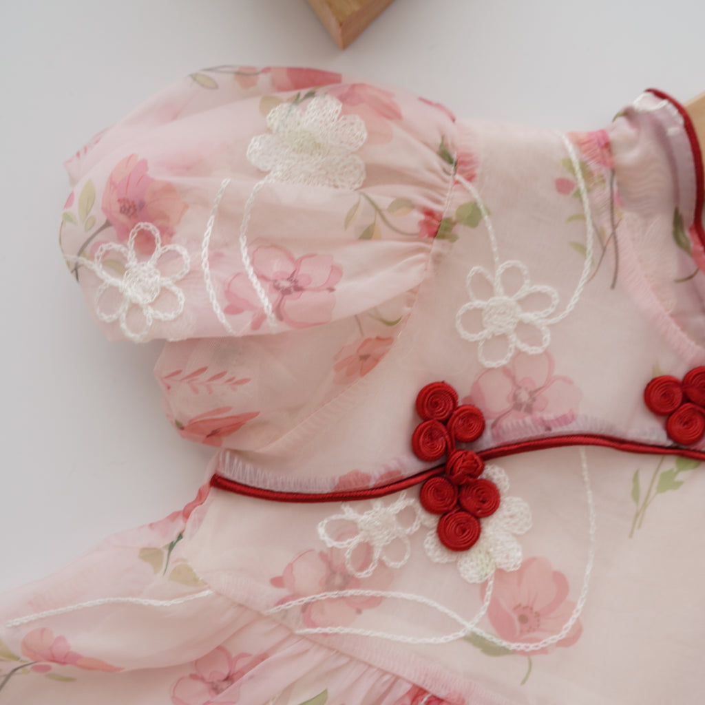Matching Sister Puff Sleeves Cheongsam