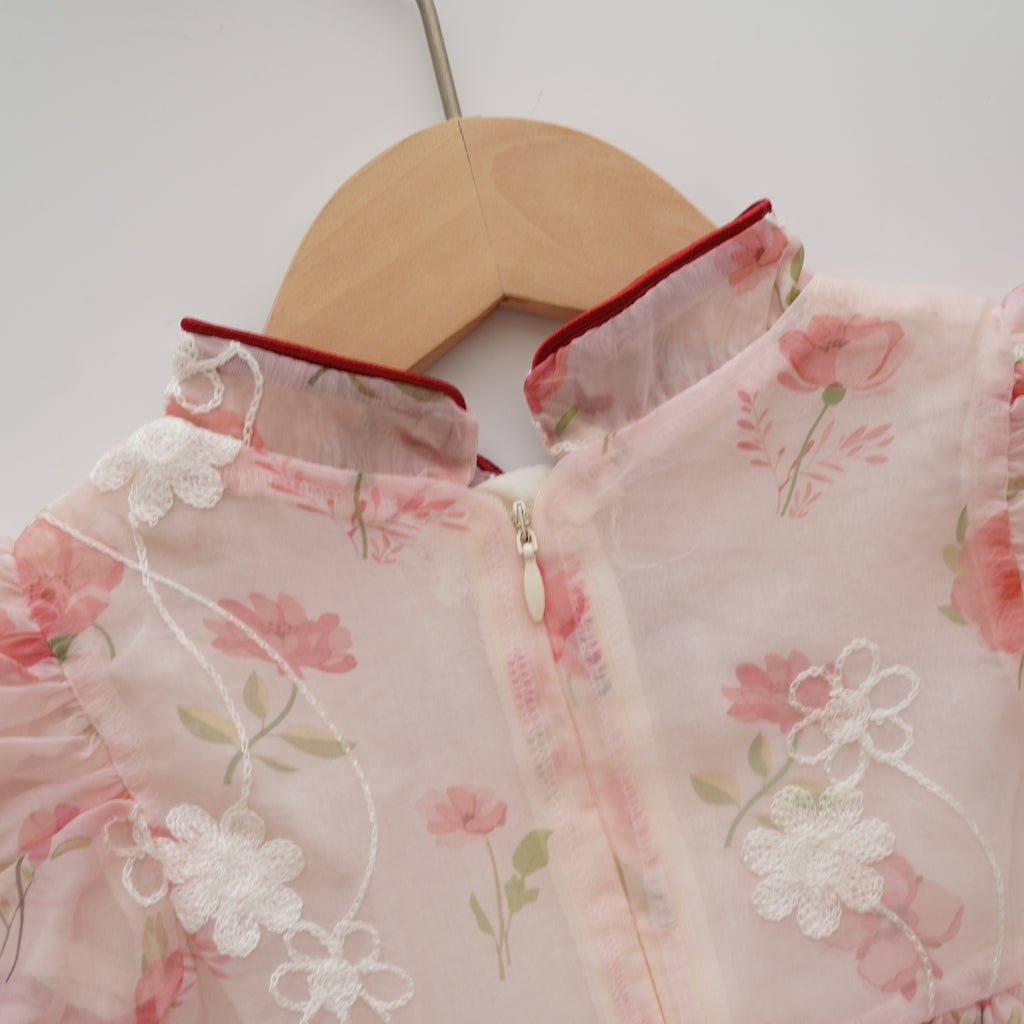 Matching Sister Puff Sleeves Cheongsam