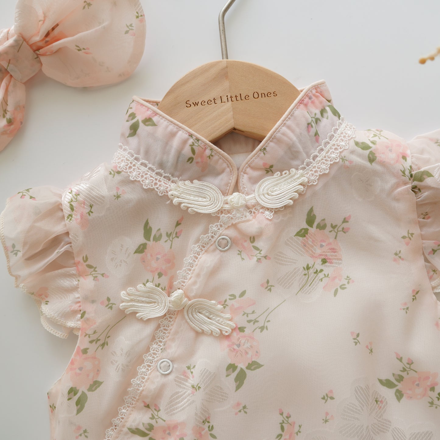 Floral Chinese Romper with Hairband