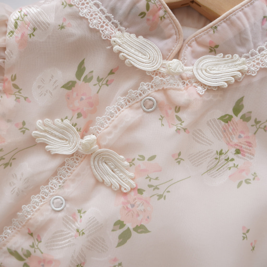 Floral Chinese Romper with Hairband