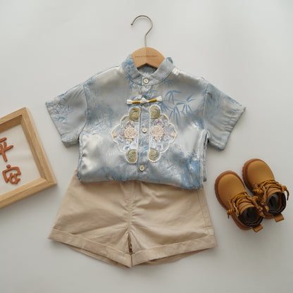 Blue Silky Boy Two Pieces Set