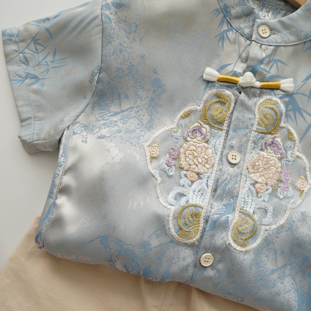 Blue Silky Boy Two Pieces Set