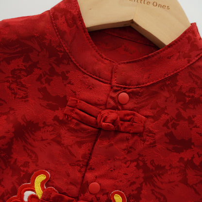 Lion Buttoned Chinese Romper