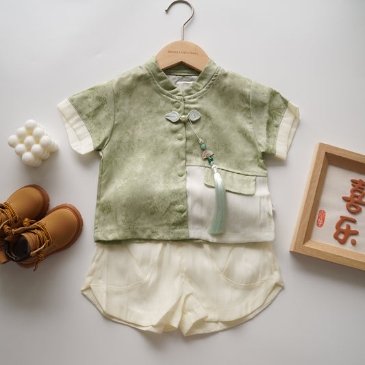 Chinese Style Boy Two Pieces Set in Green