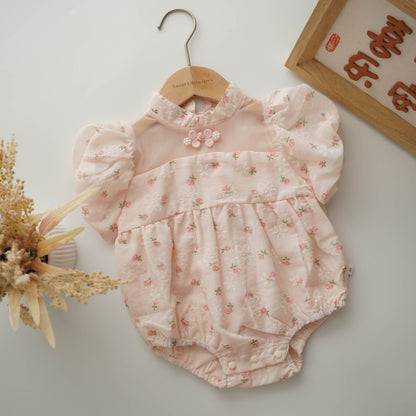 Tiny Rose Mesh Chinese Romper