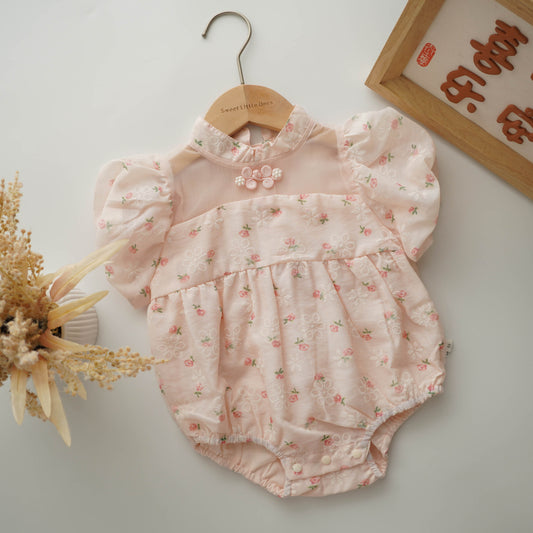 Tiny Rose Mesh Chinese Romper