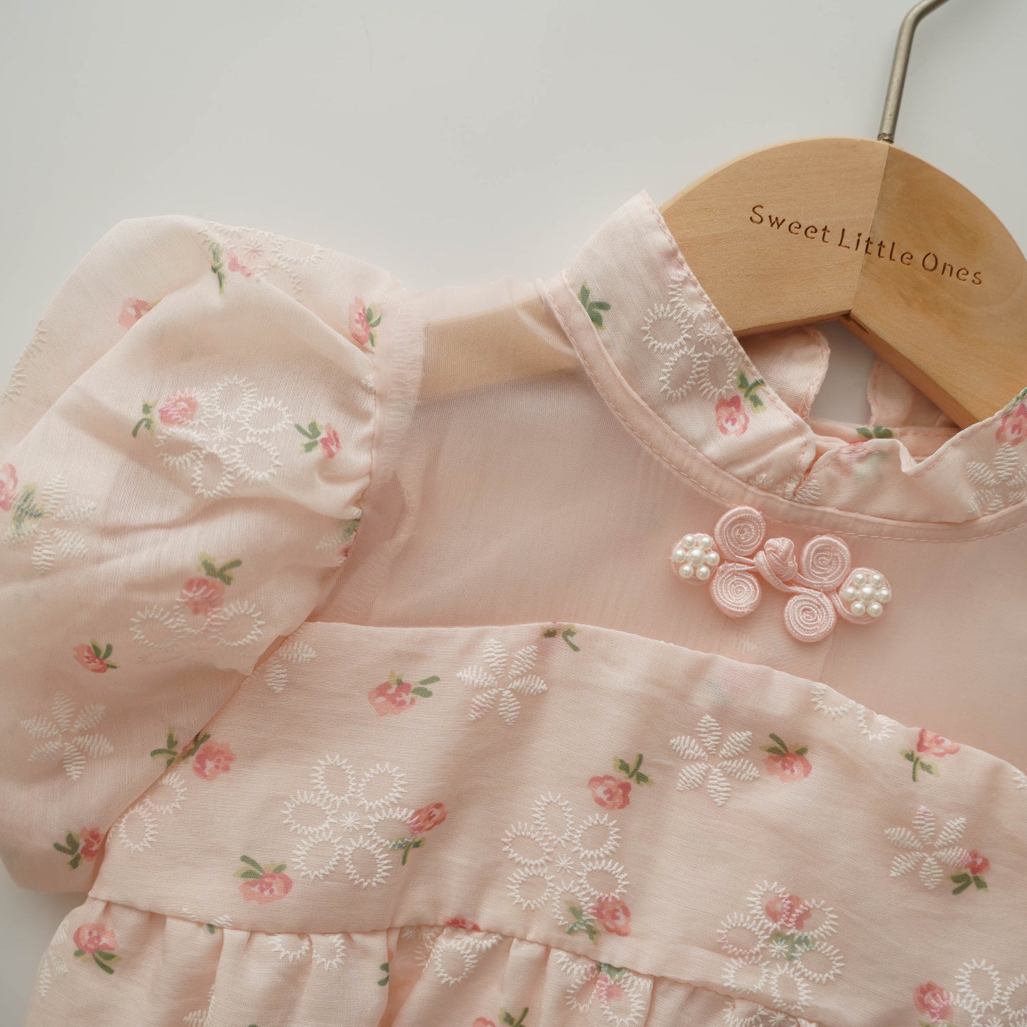 Tiny Rose Mesh Chinese Romper