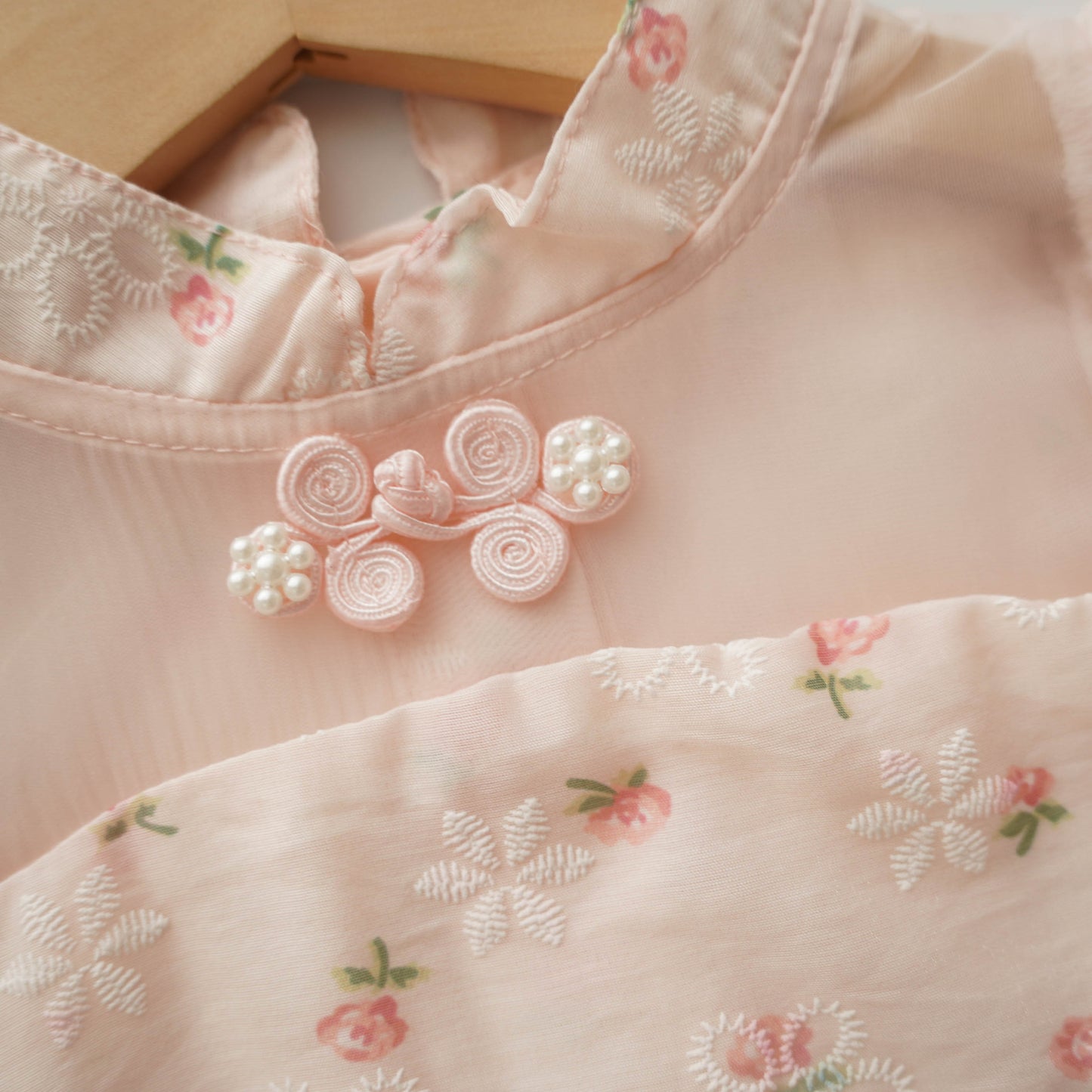 Tiny Rose Mesh Chinese Romper