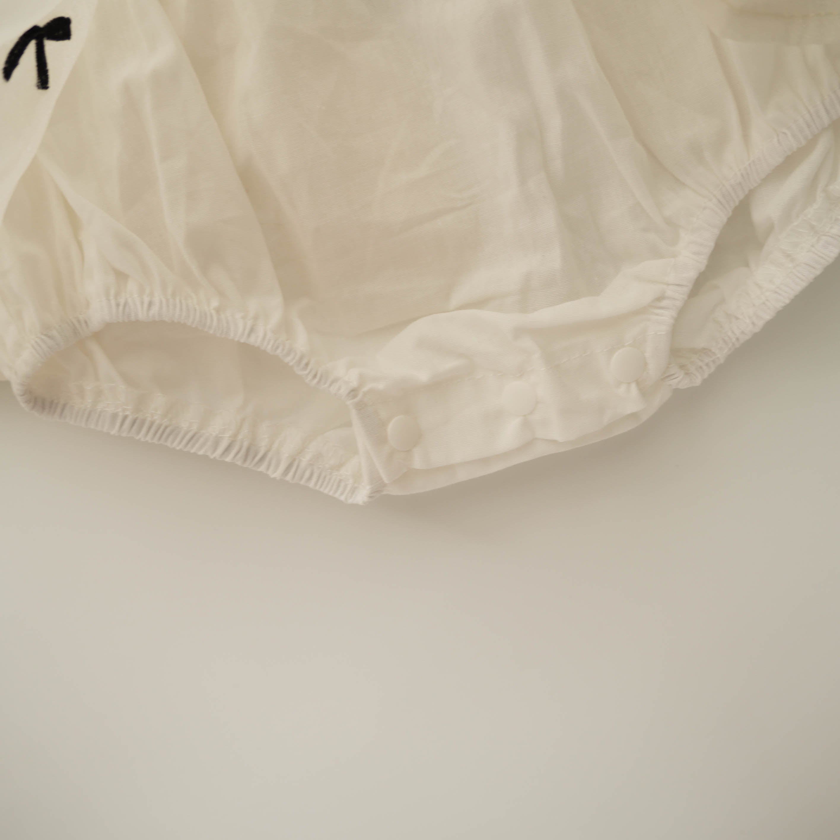 Puff Sleeves Ribbon Back Romper