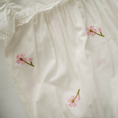Ruffled Sleeves Embroidery Flower Romper