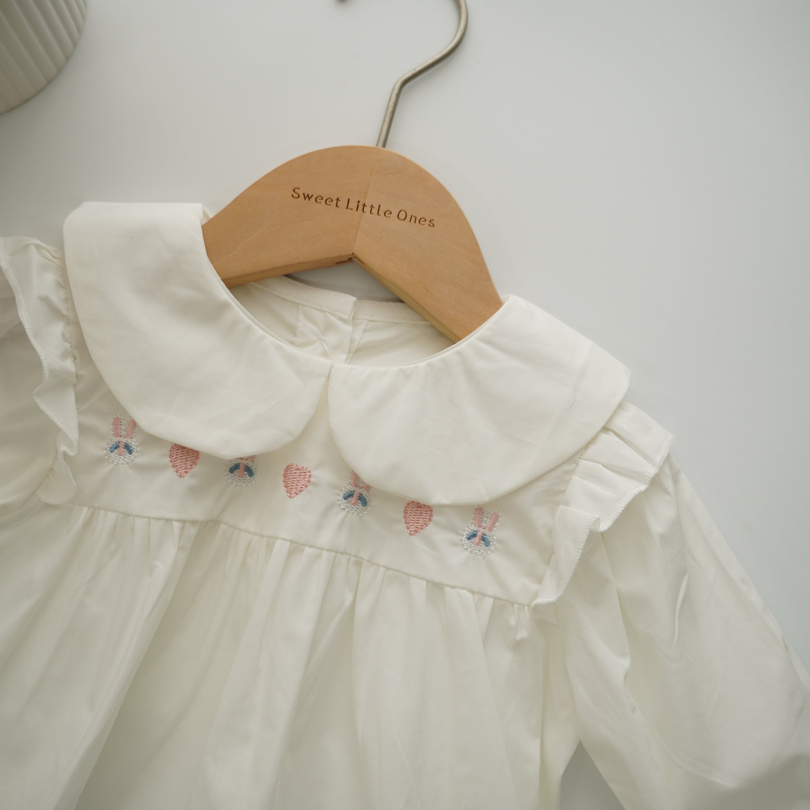 Embroidery Rabbit with Love Romper