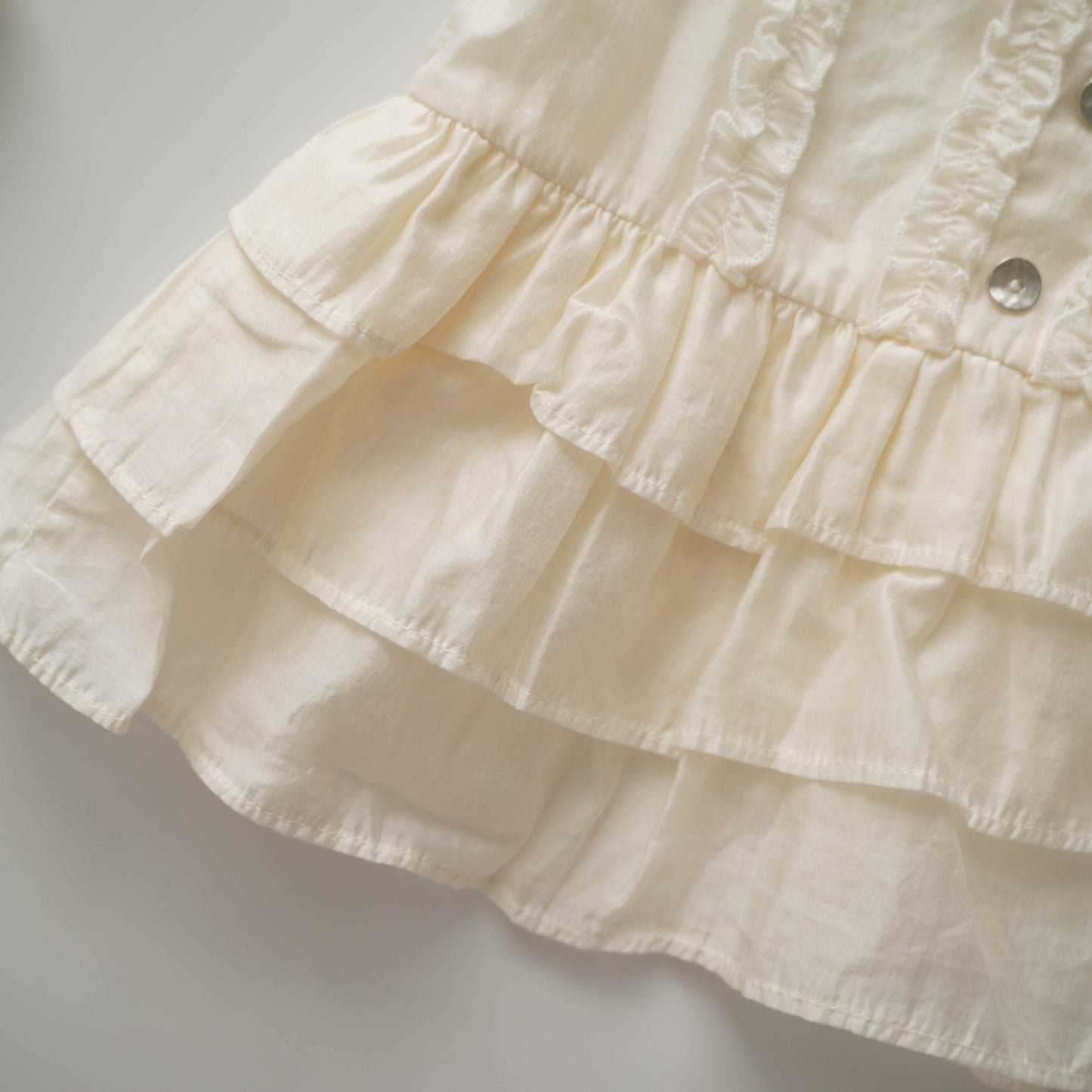 Ruffled Plain Ivory White Dress (Size 80)