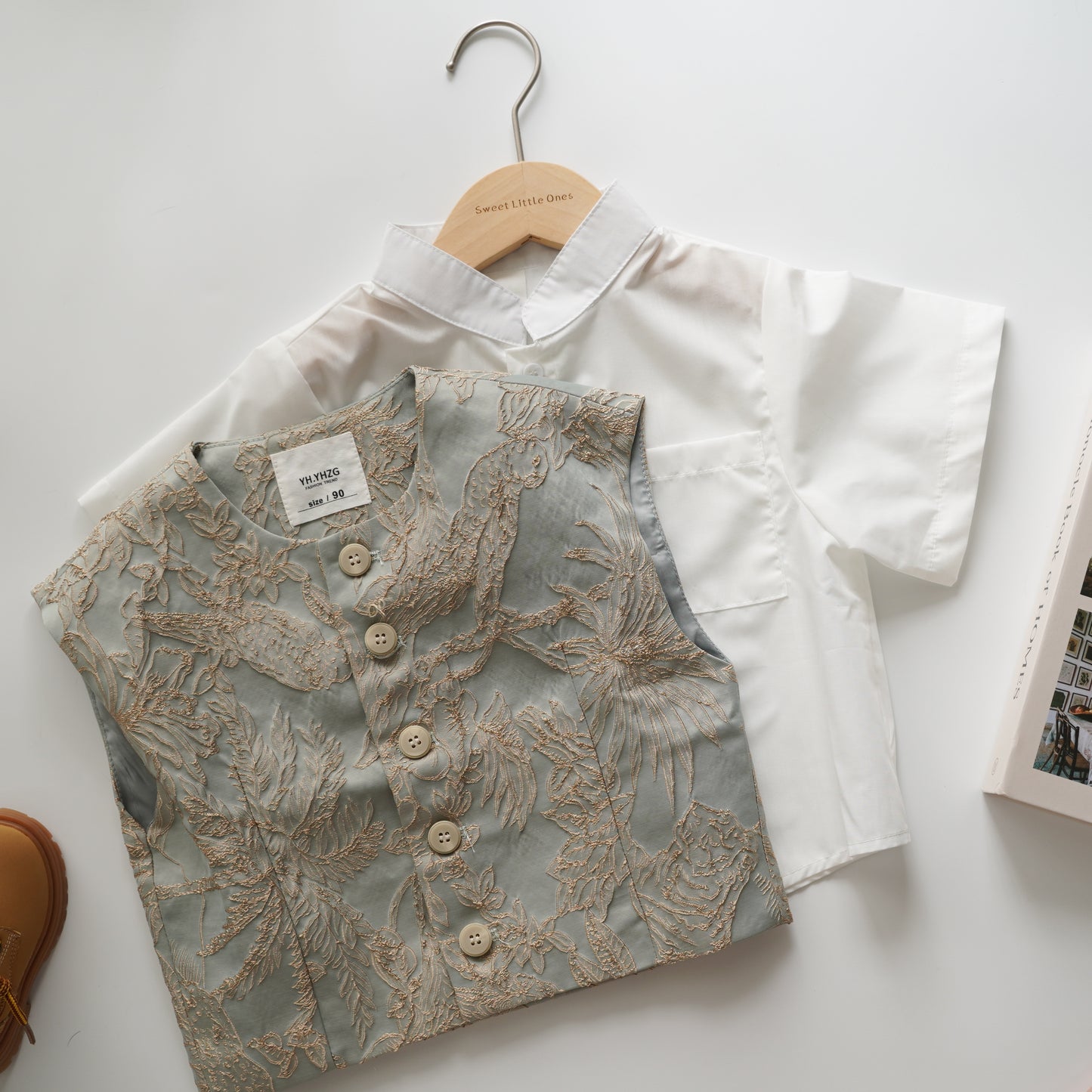 Chinese Boy Trendy Set with Vest (Size 90)