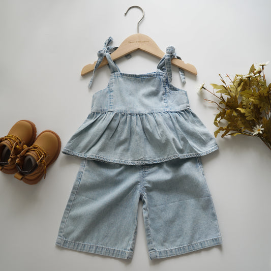 Soft Denim Girl Top & Pants Set