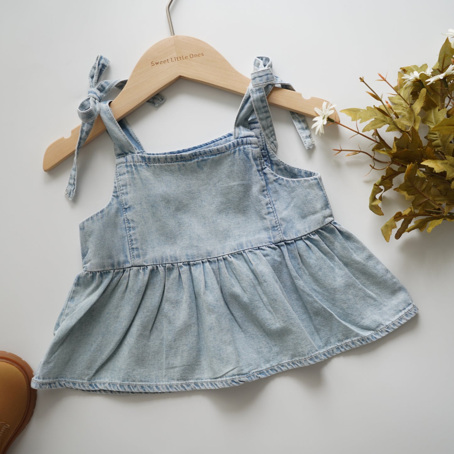 Soft Denim Girl Top & Pants Set