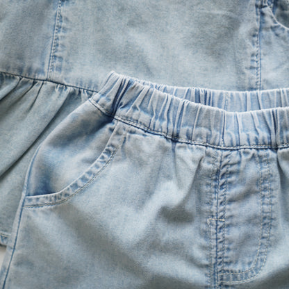 Soft Denim Girl Top & Pants Set