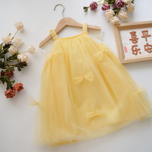3D Back Butterfly Yellow Dress (Size 90)