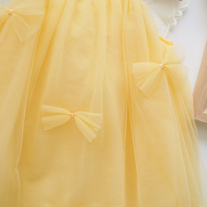 3D Back Butterfly Yellow Dress (Size 90)