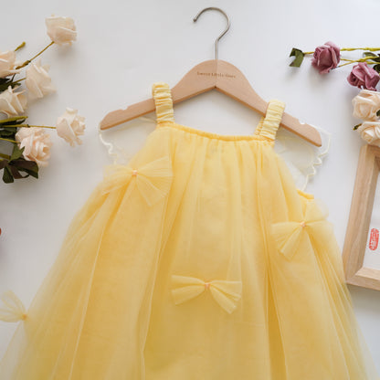 3D Back Butterfly Yellow Dress (Size 90)