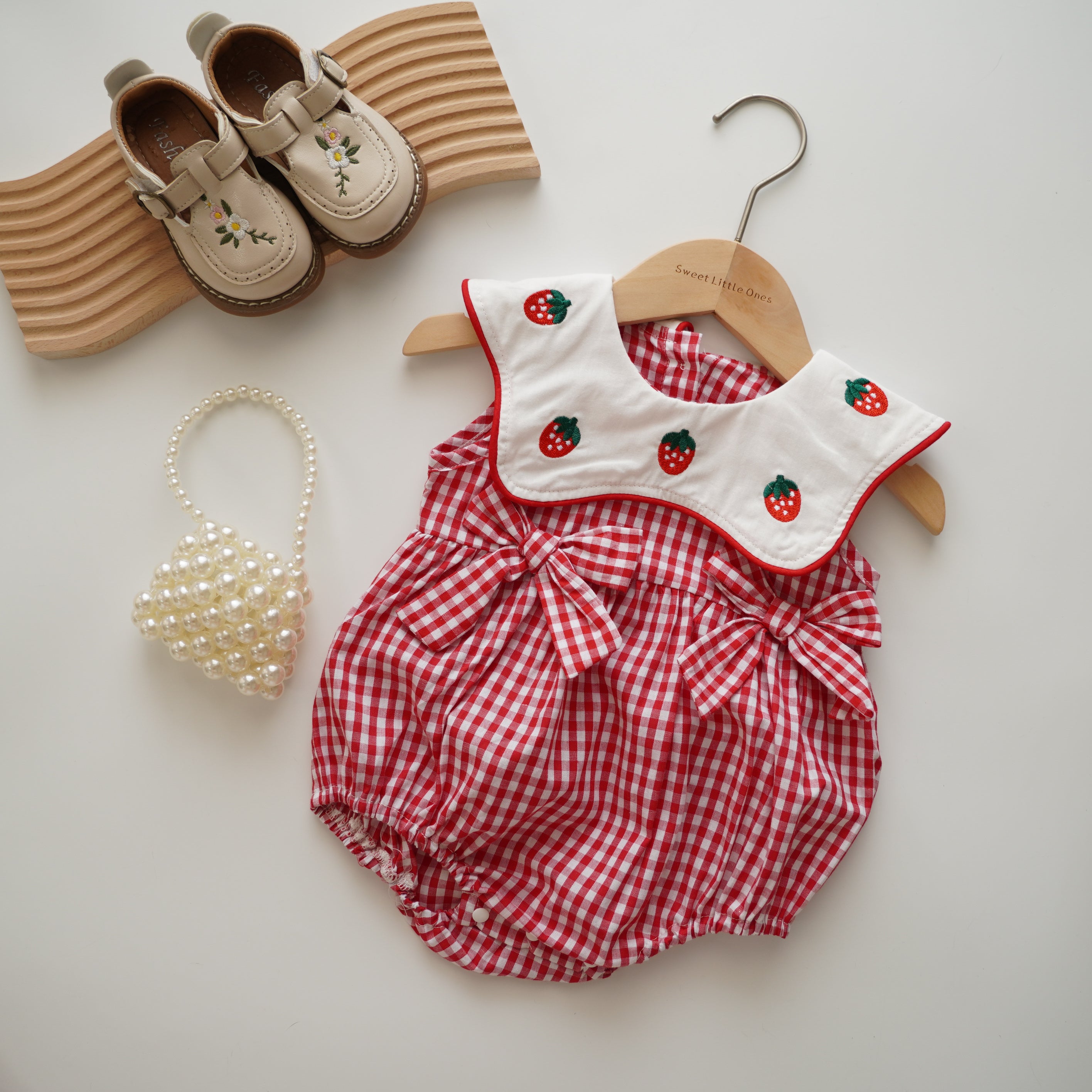 Strawberry Checkered Romper