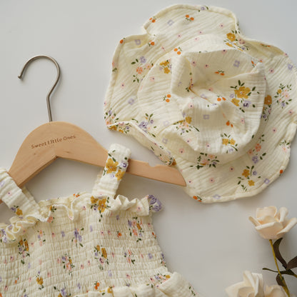 Floral Sleeveless Romper with Hat