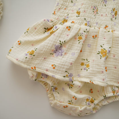 Floral Sleeveless Romper with Hat