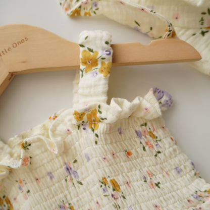 Floral Sleeveless Romper with Hat