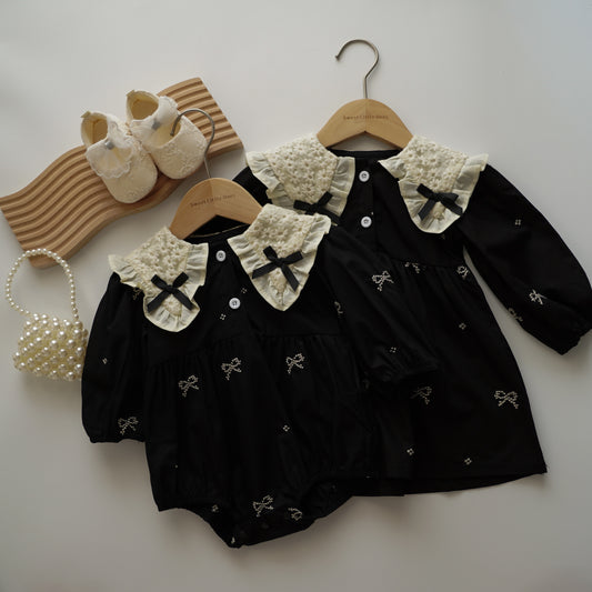 Ribbon Long Sleeves Sister Matching