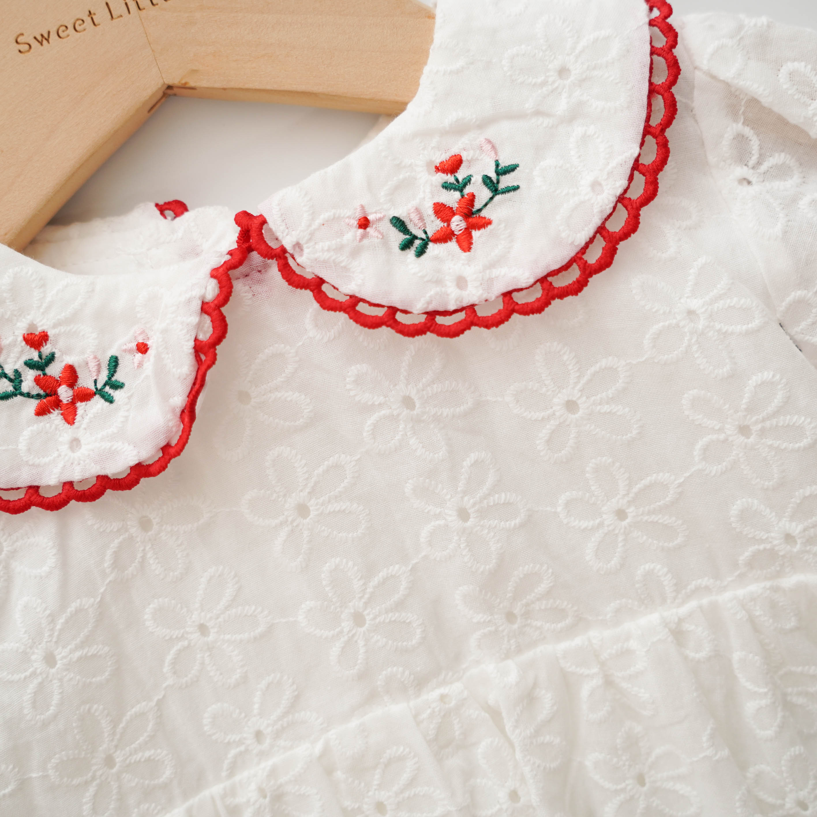 Embroidery Flower Details Romper