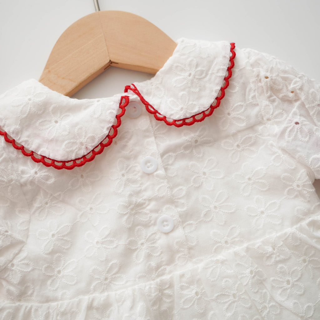 Embroidery Flower Details Romper