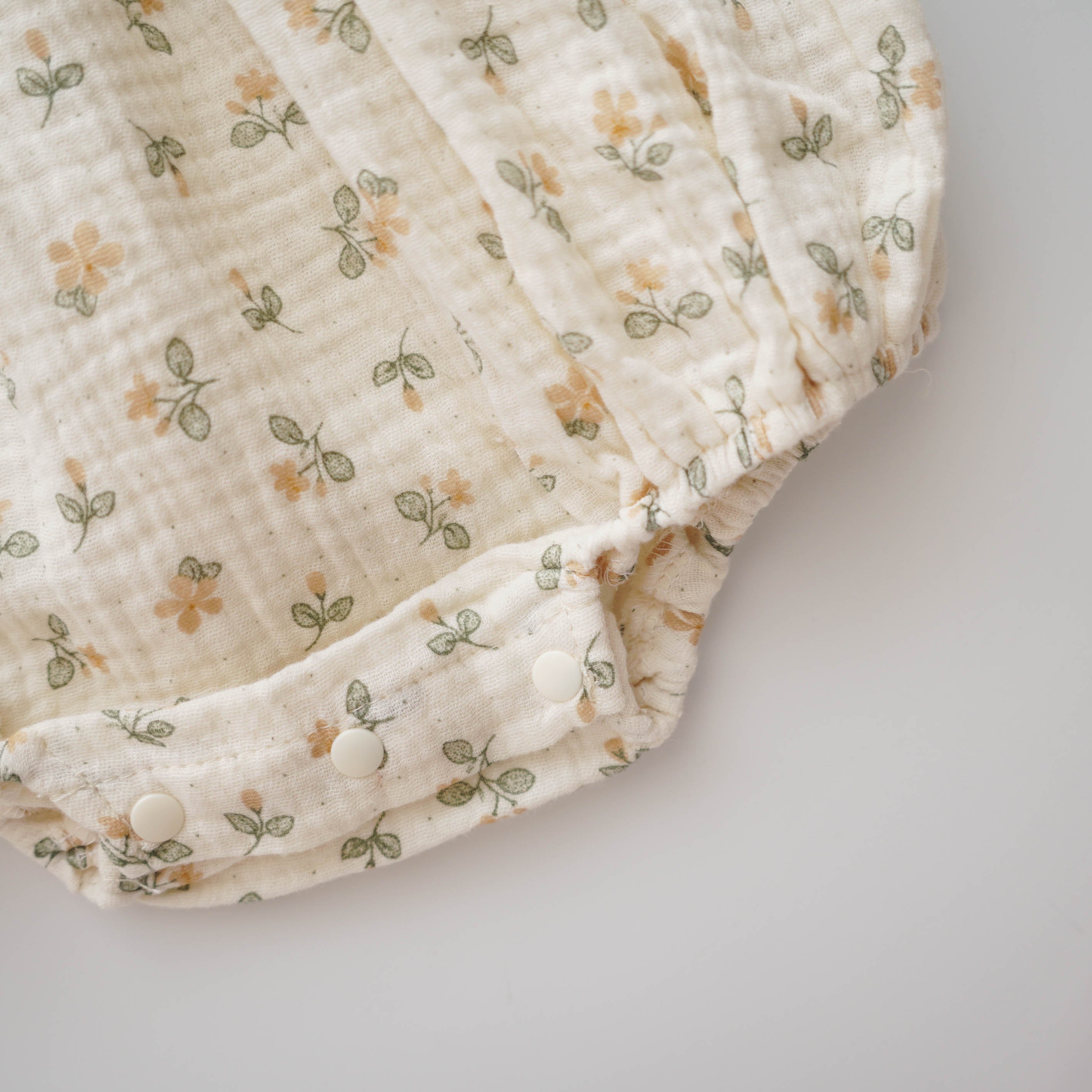 Yellow Flower Cotton Romper with Hat