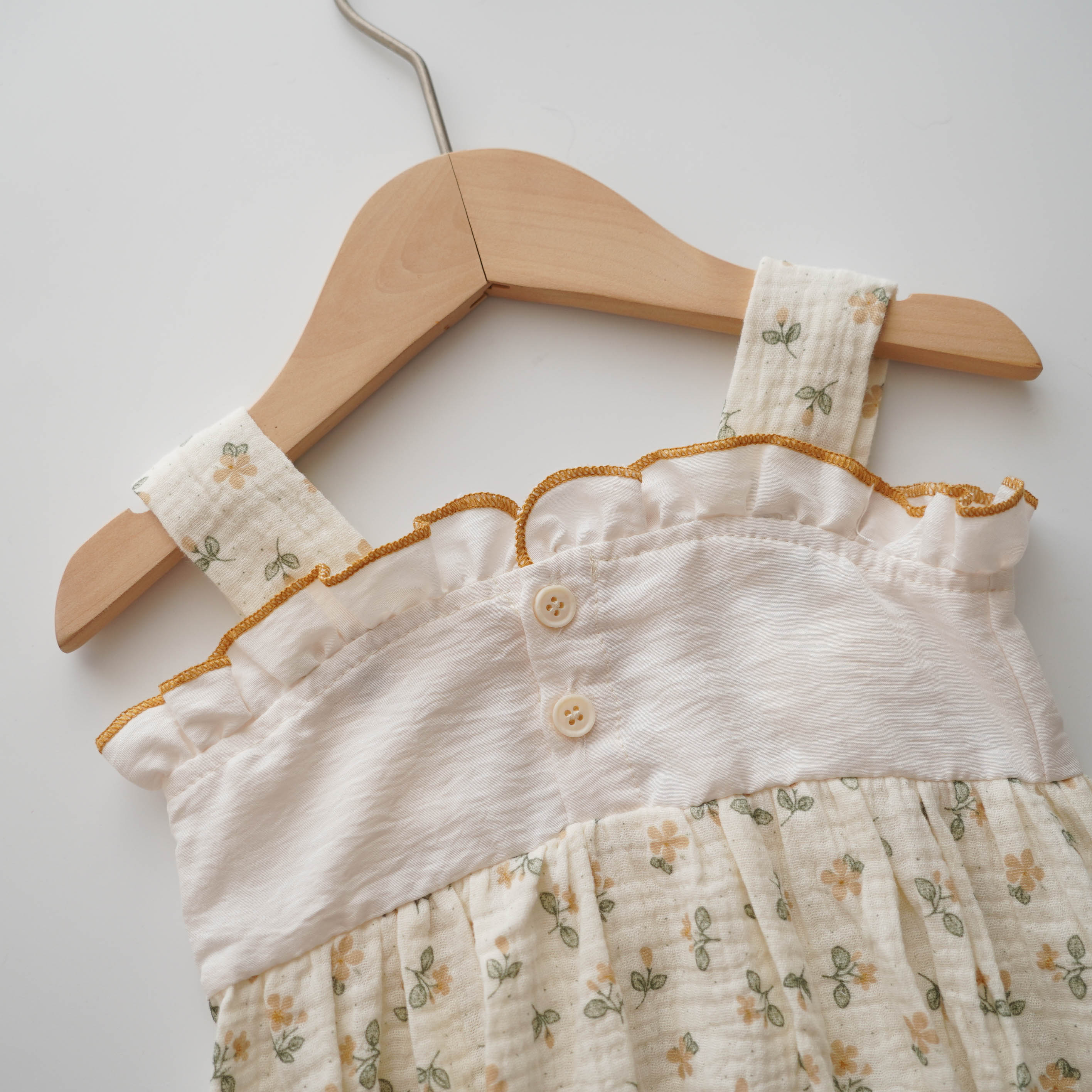 Yellow Flower Cotton Romper with Hat